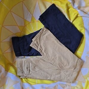 EUC - Children's Place Boy's Chino Black& Khaki Skinny Pants, Sz 10 Bundle
